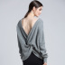 V-neck back twist pullover knitted tops NSYH51752