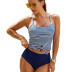 fashion striped high waist split swimsuit  NSHL51757
