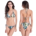 traje de baño bikini halter con cordones y estampado de plumas NSLUT53837
