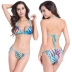 fashion wave printed halter lace-up bikini swimsuit set NSLUT53832