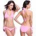 Conjunto de traje de baño bikini de color sólido con correas largas de moda NSLUT53826