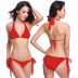 Conjunto de traje de baño bikini de color sólido con correas largas de moda NSLUT53826