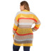 Large size color stripe contrast stitching woven cardigan NSOY51863