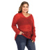 plus size thin hollow long-sleeved woven pullover NSOY51864