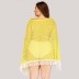 large size mesh stitching long fringed beach blouse  NSOY51871