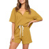Solid Color Short-Sleeved & Shorts Casual 2 Piece NSYF51923