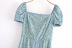 floral print slim square neck short sleeve side split dress NSAM51939