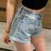Shorts de mezclilla de cintura alta con dobladillo NSHS52080
