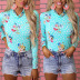 summer new long-sleeved printed high-neck casual T-shirt NSZH52089