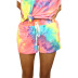 tie-dye printing short-sleeved round neck top & shorts set NSZH52090