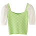 summer slim square neck short-sleeved high-waist umbilical short puff sleeve top NSJR52108