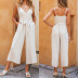 Sleeveless Loose Cotton Solid Color Thin Stitching Sling Jumpsuits NSJR52113