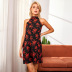 Sexy Strapless Lace-up Hanging Neck Floral Dress  NSJR52120