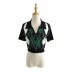 Polo collar plaid knitted short-sleeved T-shirt NSAC52135