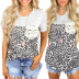 summer new stripes leopard stitching printing short-sleeved casual T-shirt NSKX52180