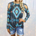 Printed Long-Sleeved Strapless Round Neck Loose Casual T-Shirt NSKX52181
