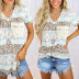 summer new printing contrast short-sleeved loose casual T-shirt NSKX52184