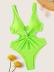 chest twist solid color one-piece swimwear NSHL52255