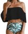 double-layer ruffled print one-shoulder bikini swimsuit NSHL52270