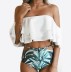 double-layer ruffled print one-shoulder bikini swimsuit NSHL52270