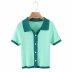 new ice silk color matching single-breasted POLO collar short-sleeved knitted blouse NSAM52290