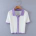 new ice silk color matching single-breasted POLO collar short-sleeved knitted blouse NSAM52290