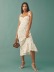 Retro Floral Print Slim Satin Ribbon Lace-up Sling Dress  NSAM52292