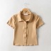 summer new fashion solid color small lapel slim T-shirt NSHS52307