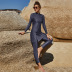 Solid color long-sleeved trousers full-cover swimsuit NSLM52316