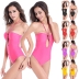 large size solid color hanging neck lace-up triangle one-piece swimsuit  NSLUT53814