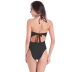 large size solid color hanging neck lace-up triangle one-piece swimsuit  NSLUT53814