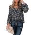 loose stitching v-neck long-sleeved casual tops  NSZH52450