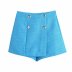 solid color texture double-breasted decor shorts  NSAM52465