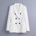 fashion striped double-breasted pockets splicing blazer NSAM52472