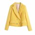 Solid Color Texture Double-Breasted Short Suit Jacket NSAM52476