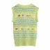 V-neck single-breasted flowers decor knitted vest  NSAM52478