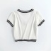 V-neck contrast stitching short-sleeved T-shirt NSAC52498