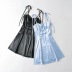 Solid Color Sexy Satin Lace-up Sling Short Dress  NSHS52504