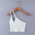 Sexy irregular slanted shoulder knitted sling short vest  NSHS52506