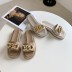 casual golden chain decor plain slide sandals NSHU52557