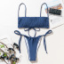 fashion solid color ruched lace-up thong bikini swimsuit set NSZO52561
