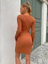 round neck solid color knitted pit strip long-sleeved dress NSYI52581