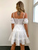 embroidered hollow lace wrapped chest sling stitching pleated dress NSYI52584