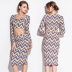 sexy wave pattern long-sleeved print split dress suit NSLUT53881