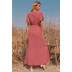 summer new short-sleeved long solid color V-neck dress NSSA52659