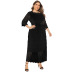 plus size lace mid-sleeve round neck long dress  NSJR52681