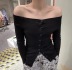 single-breasted sexy strapless long sleeve blouse  NSAC52716