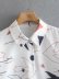 White Printed Lapel Long-Sleeved Polyester Casual Blouse NSAM52778