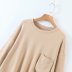 solid color single pocket round neck cotton sweatershirt NSAM52792
