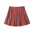 high waist stitching plaid pleated short skirt NSAC52939